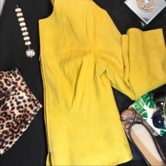 ANNE Klein Yellow Suede “Urban Jungle” Jacket NEW - Picture 1 of 7